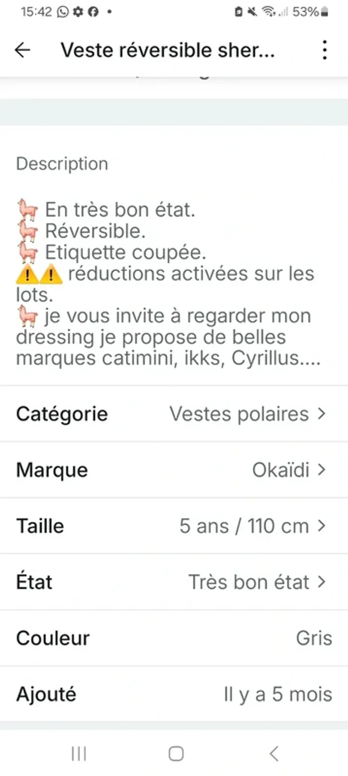 Veste réversible sherpa 5ans " Okaidi " - photo numéro 7