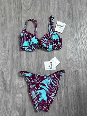 Maillot de bain deux pièces bleu turquoise et violet Pain de Sucre T36 S
