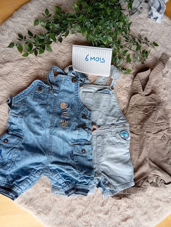 Lot de 3 salopettes courtes 6 mois