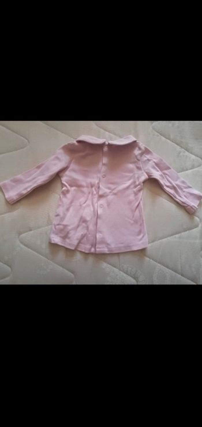 Tee shirt 1/3 mois manches longues col polo rose Tex - photo numéro 3