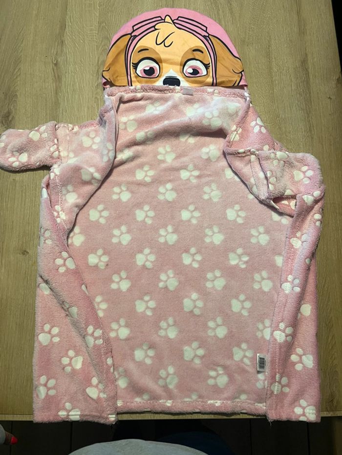 Cape plaid  patpatrouille avec capuche et gant