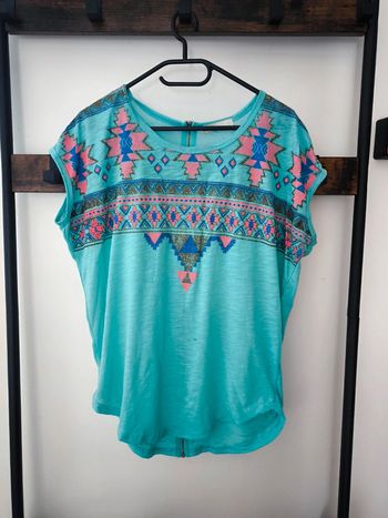 Top t-shirt zip femme sans manches motifs géométriques - Taille M/L