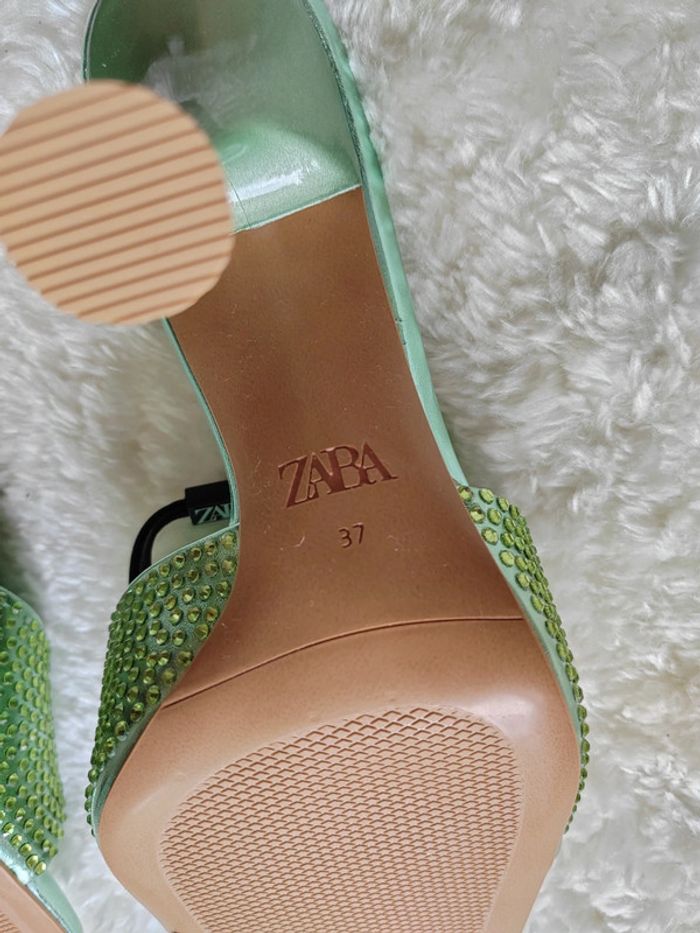 Mules vertes métalliques strass taille 37 ZARA - photo numéro 9