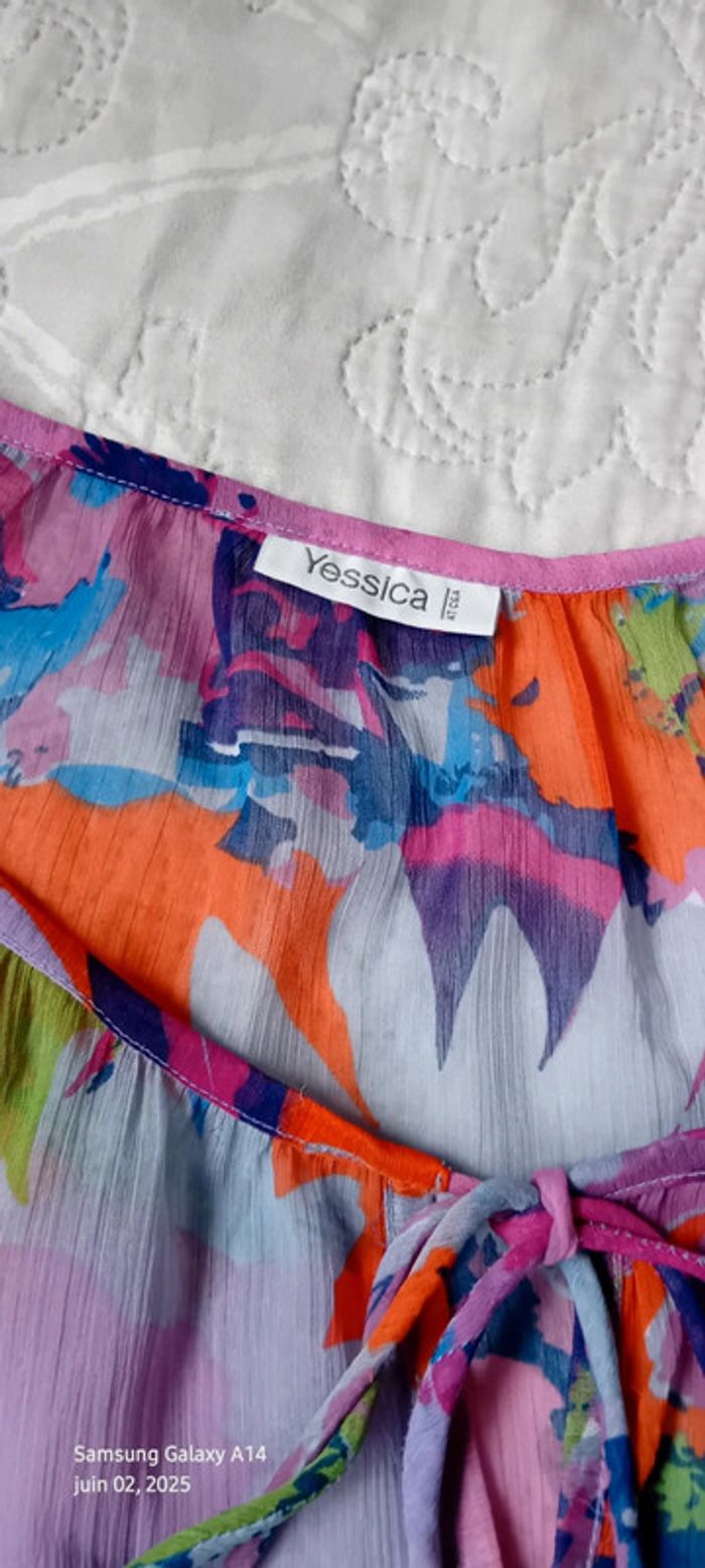 Robe tunique longue en voile motif floral coloré femme 44/46 yessica - photo numéro 20