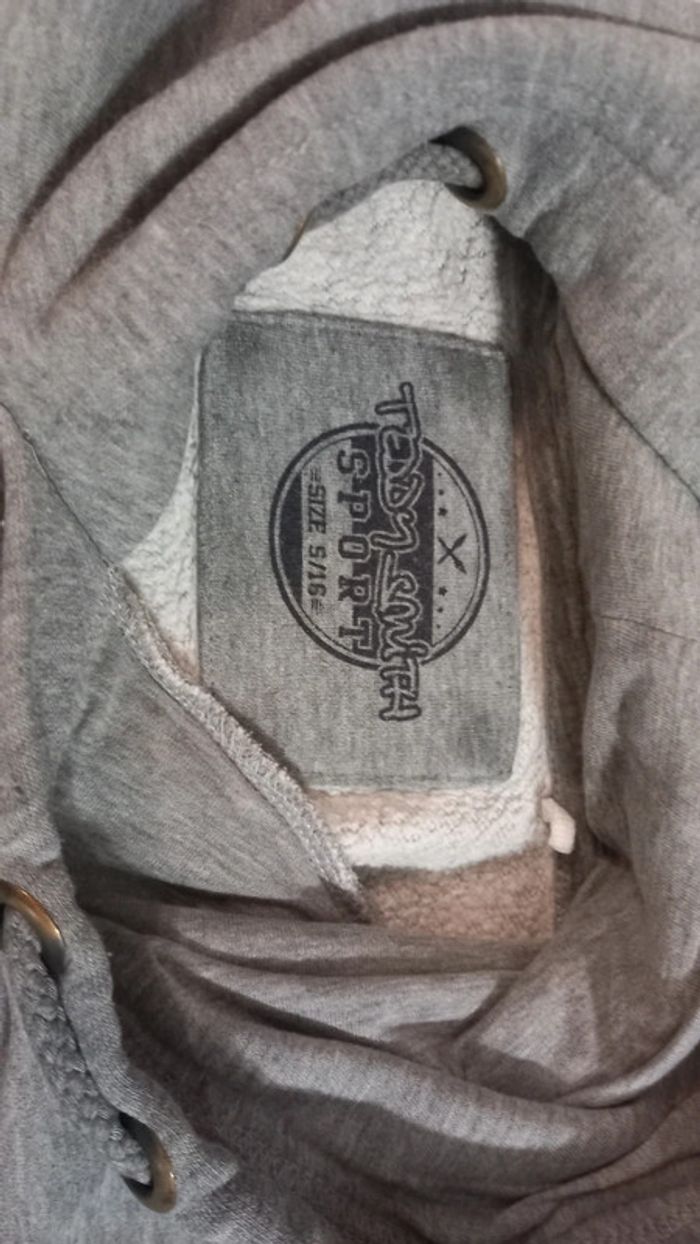 Pull gris teddy smith à capuche s - photo numéro 3