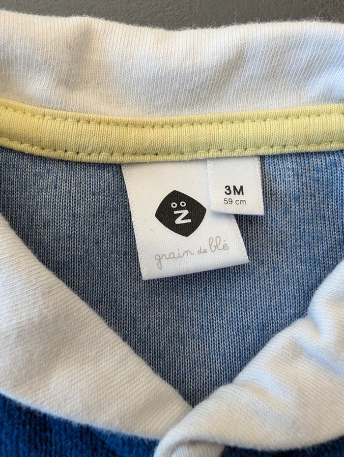 Pyjama velours bleu Z - Taille : 3 Mois - photo numéro 3