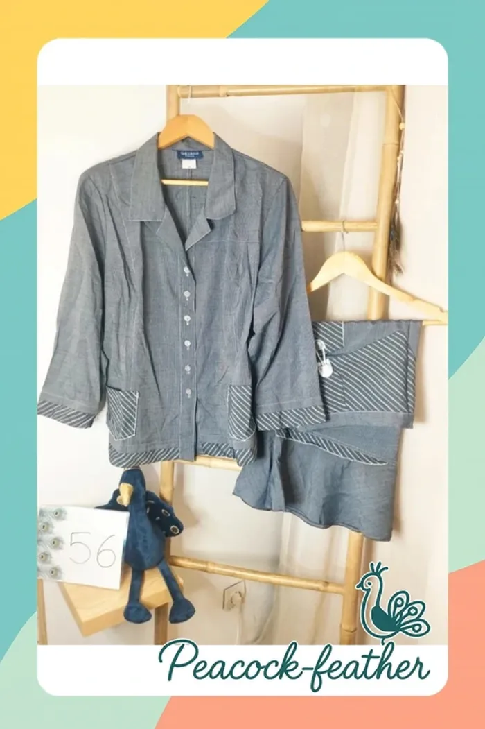 Ensemble jupe veste gris gevana 56