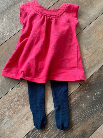 Ensemble fille kitchoun 1mois robe rose cœurs bleus