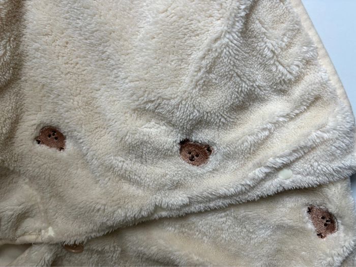 Poncho cape bébé, flanelle, ours, bébé taille unique - photo numéro 2