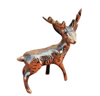 Sculpture figurine animalière Cerf patine d' origine métal doré