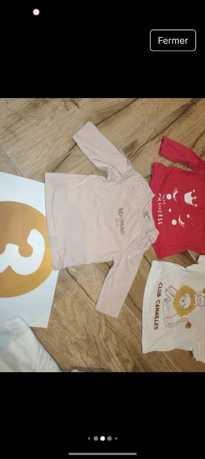 Lot 4 t-shirts manches longues maman papa princesse lion paillettes - photo numéro 4