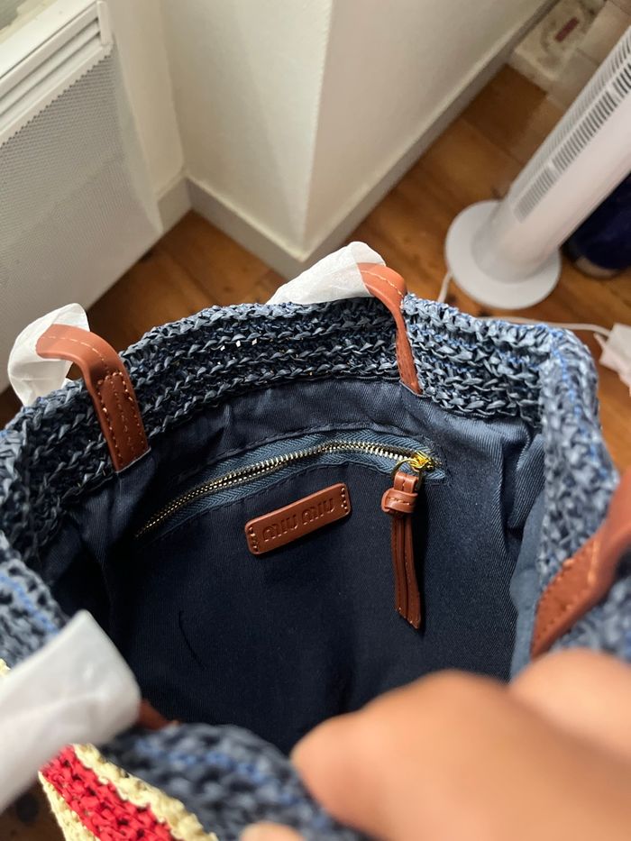 Miu miu sac cabas en crochet à rayures - photo numéro 2