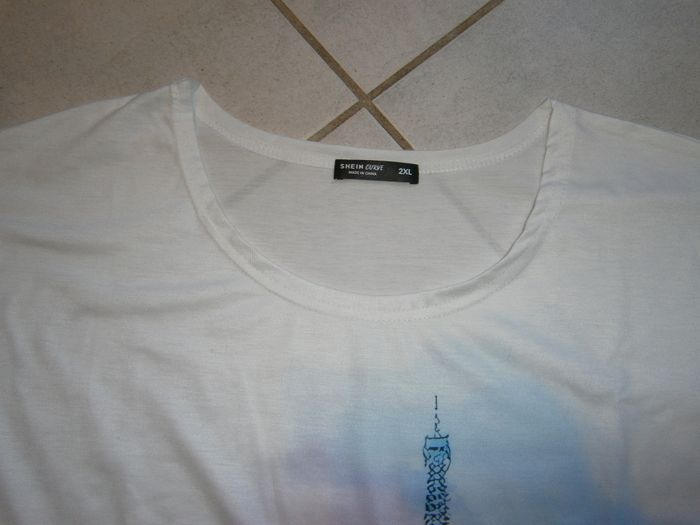 Tee-shirt MC blanc SHEIN Curve Taille 2XL - photo numéro 2