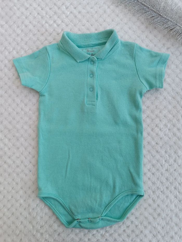 🔸Body polo vert clair Boîte à Malices - 12 mois🔸