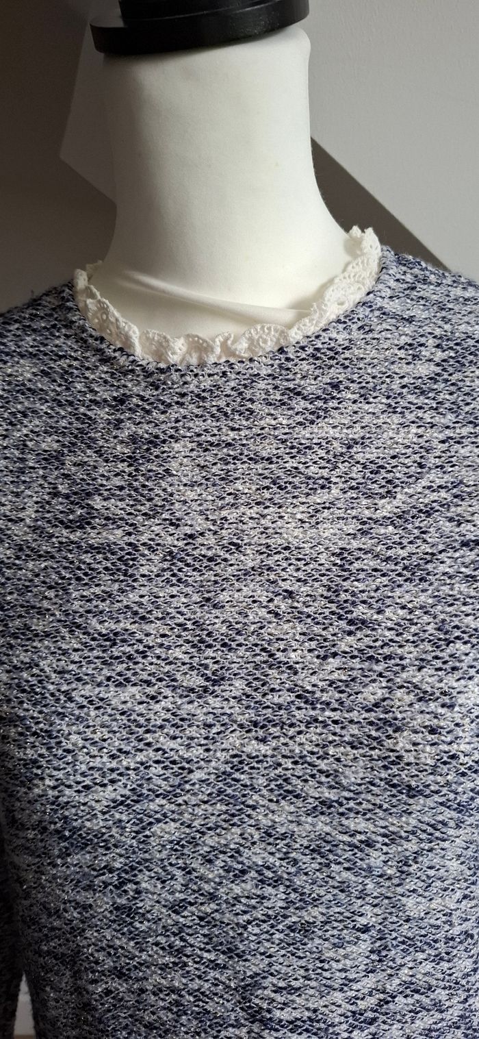 Pull chiné bleu marine et blanc T.38 Naf Naf - photo numéro 9