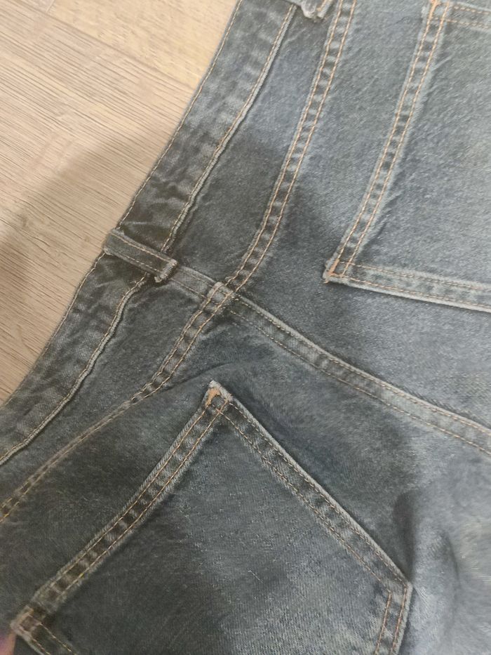 Jean droit baggy taille basse bleu foncé Bershka Taille 32 ( court) - photo numéro 5