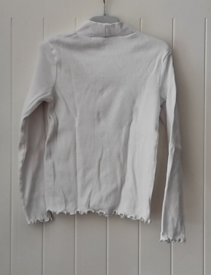 Sous-pull fille 8 ans blanc côtelé – très bon état - photo numéro 3
