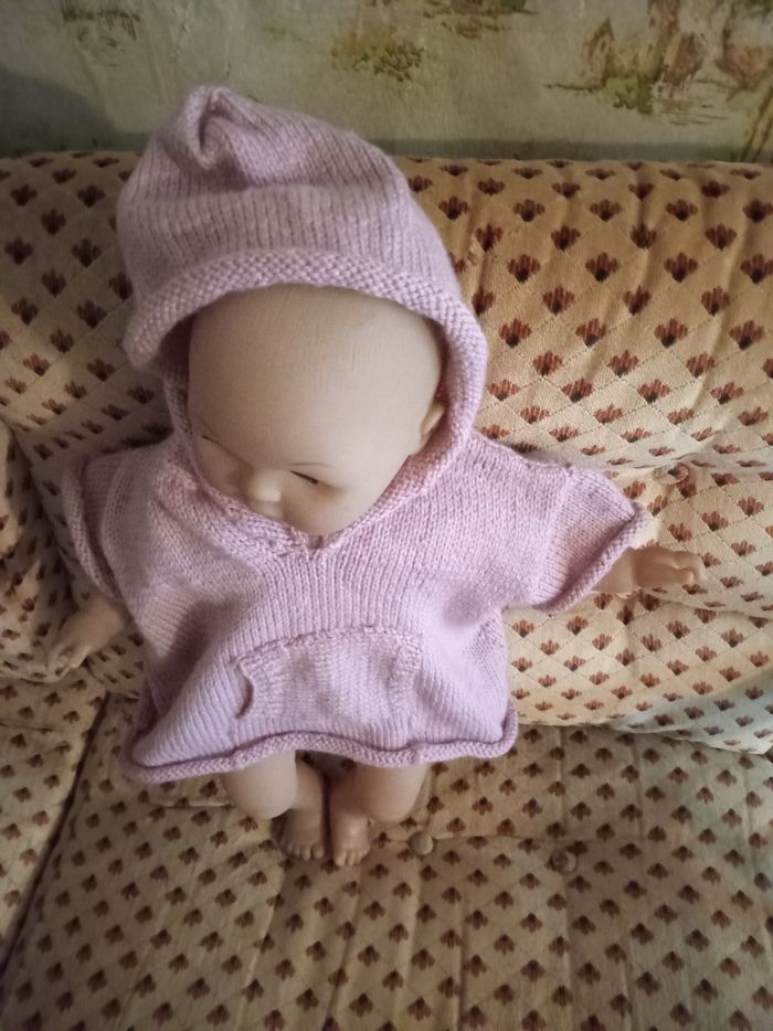Pull à capuche fille 6 mois fait main