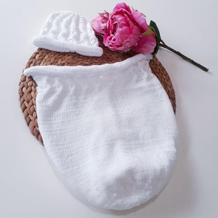 Cocon de naissance laine mérinos tricot bébé maternité - photo numéro 2