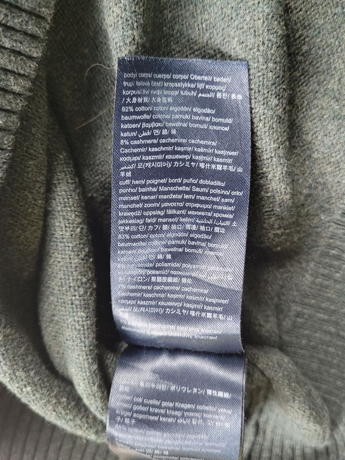 Pull vert foncé Tommy Hilfiger – col V – coton/cachemire – taille XL – excellent état - photo numéro 9