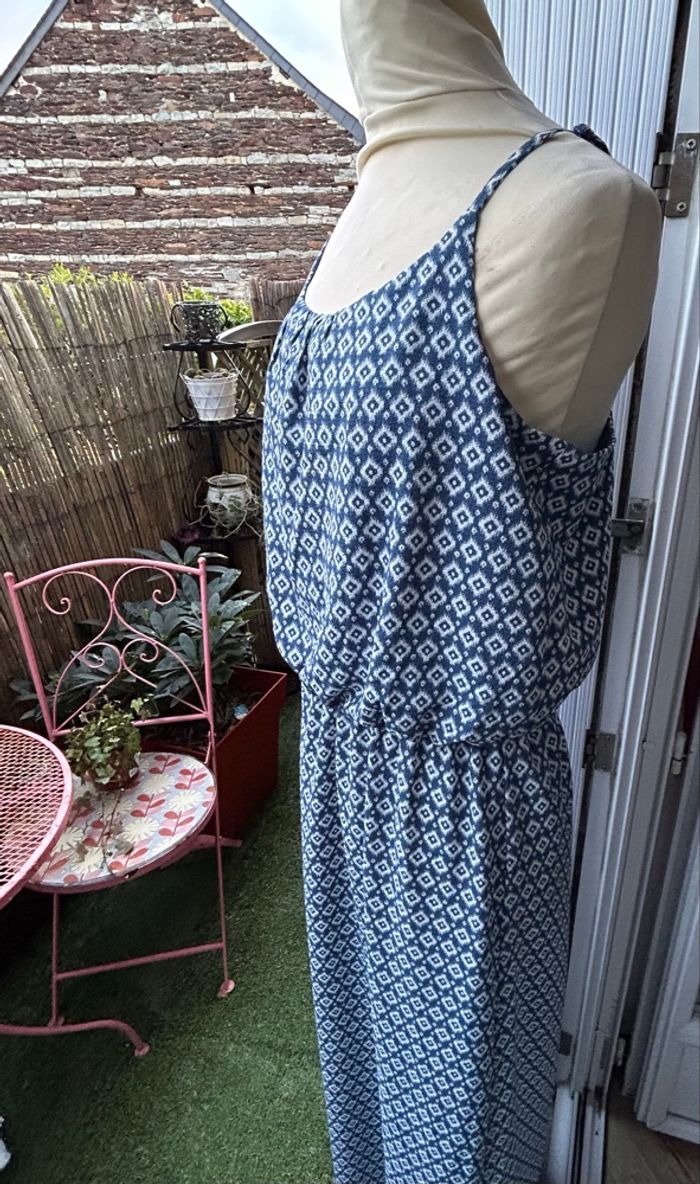 👗 Robe Longue d'Été ONLY – Imprimé Ethnique Bleu & Blanc - photo numéro 1