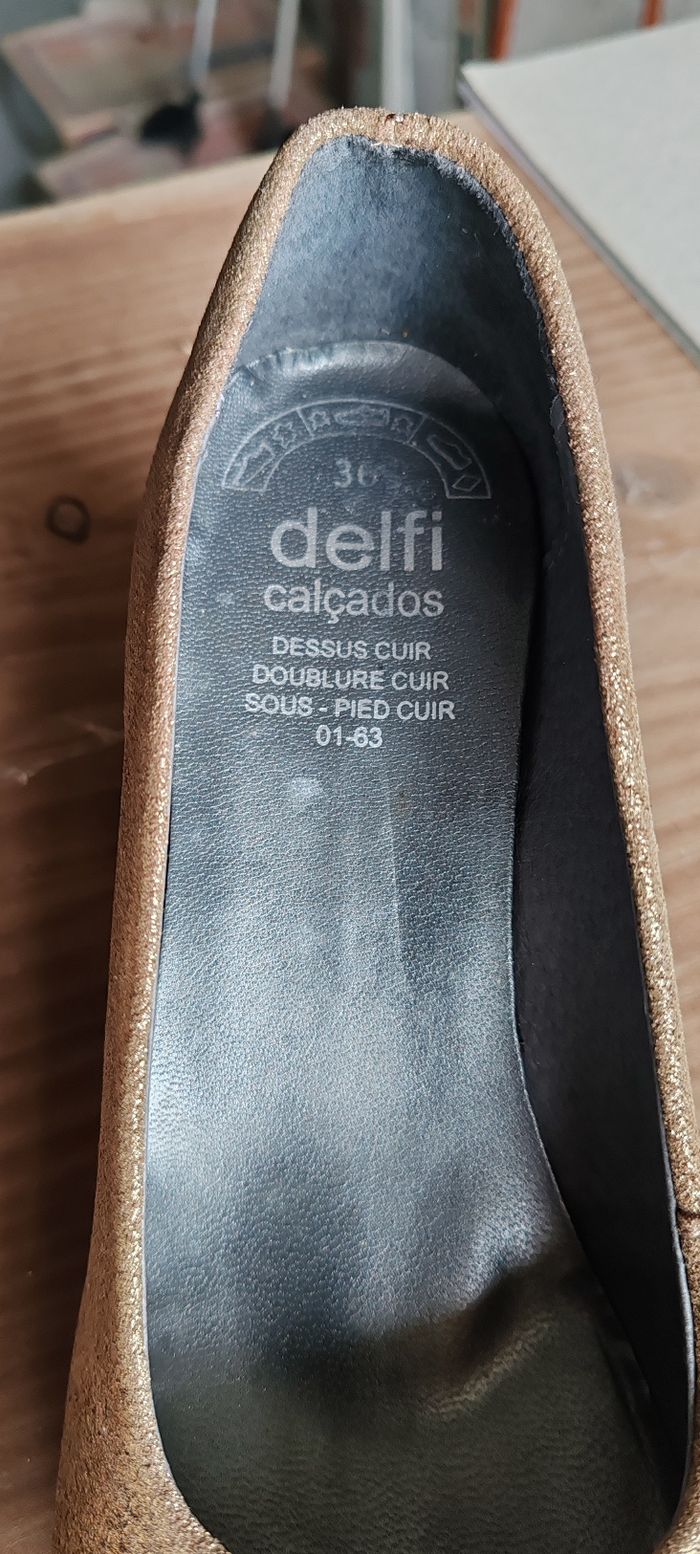 Chaussures compensées dorées femme cuir - photo numéro 6
