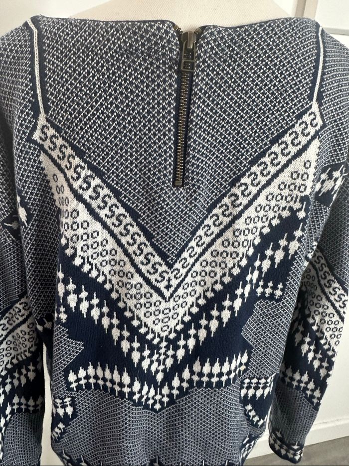 Pull en maille bariolée bleu marine et blanc Ekyog T34/36 S - photo numéro 5
