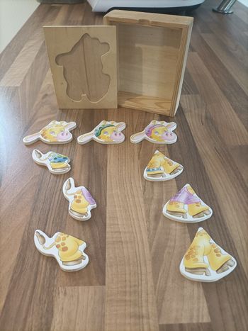 Puzzle 3 pièces bois girafe