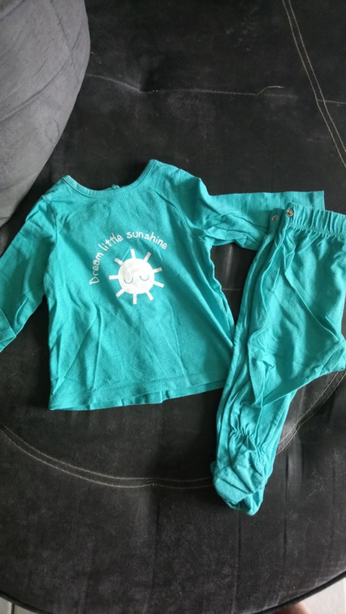 Pyjamas 2 pièces turquoise 9 mois