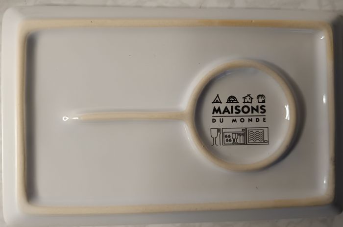 Lot Neuf 4 tasses café crème Maisons du monde avec 4 soucoupes rectangle - photo numéro 6