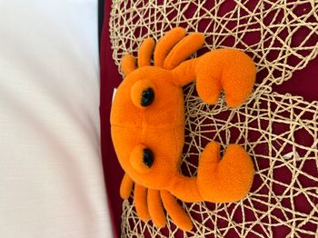 crabe en peluche orange