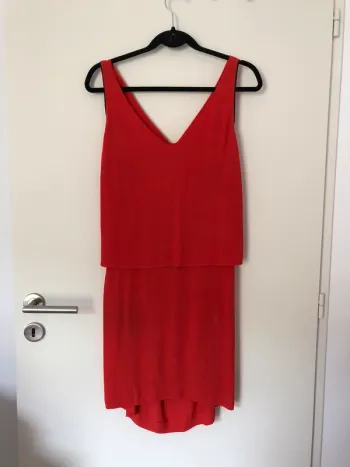 Robe orange fluide type soie Sandro taille 2