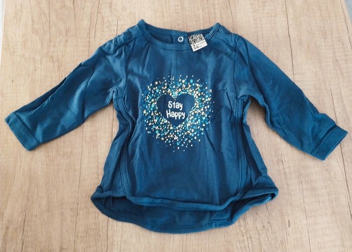 T-shirt manches longues fille bleu marine taille 3 mois Tape à l'oeil