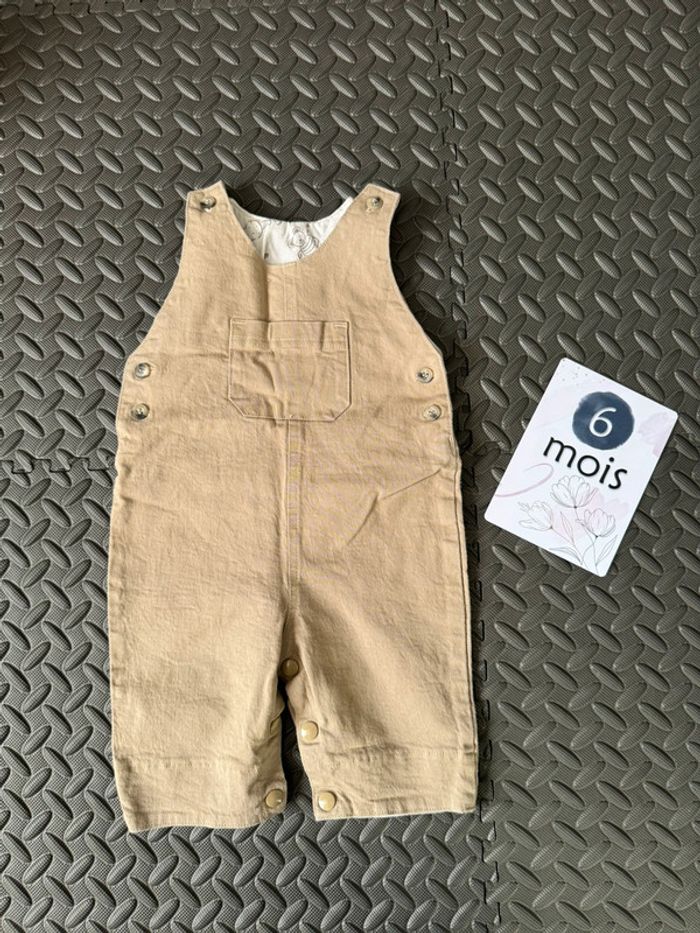 Salopette beige jambe longue 6 mois