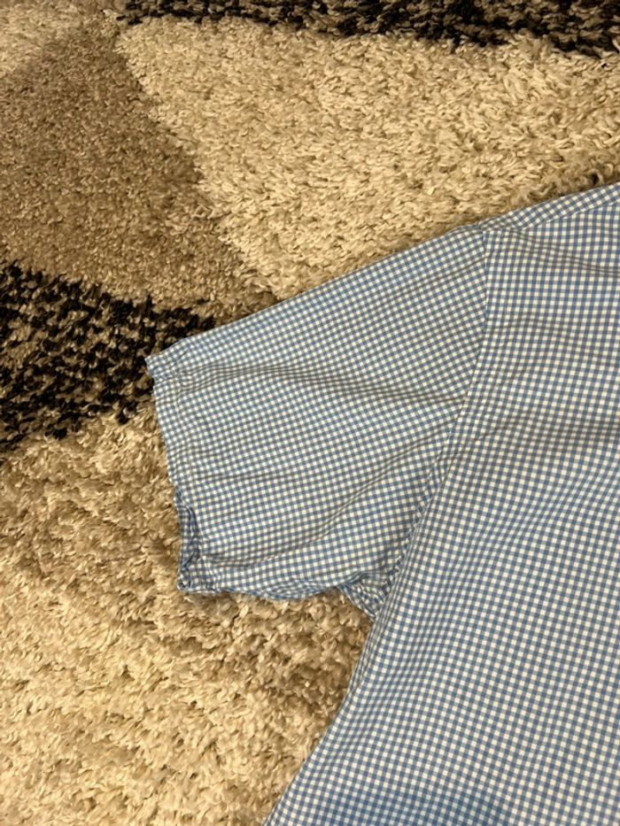 Chemise Ralph Lauren à carreaux bleu et blanc logo rose taille XL style old money - photo numéro 4