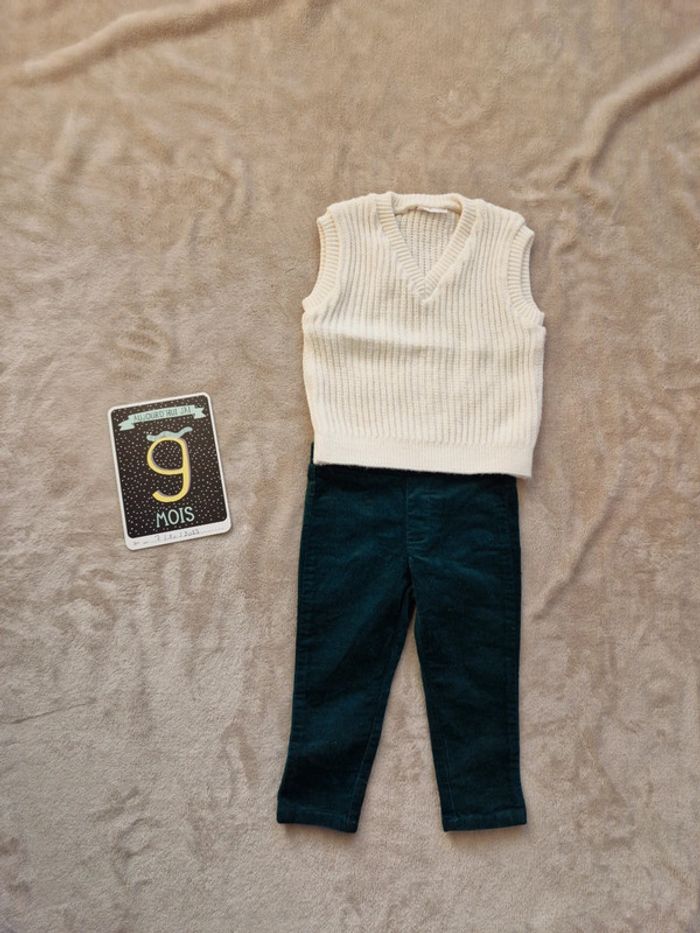 Ensemble pantalon velour et gilet 9 mois - photo numéro 8