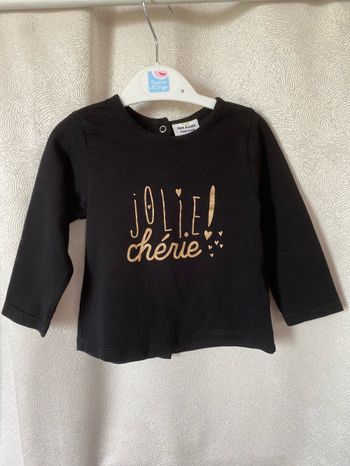 T-shirt noir imprimé paillettes dorées 12 mois Tape à l'œil