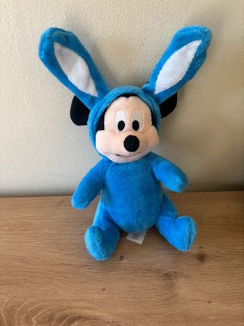 Doudou Mickey déguisé en lapin bleu blanc Disney nicotoy