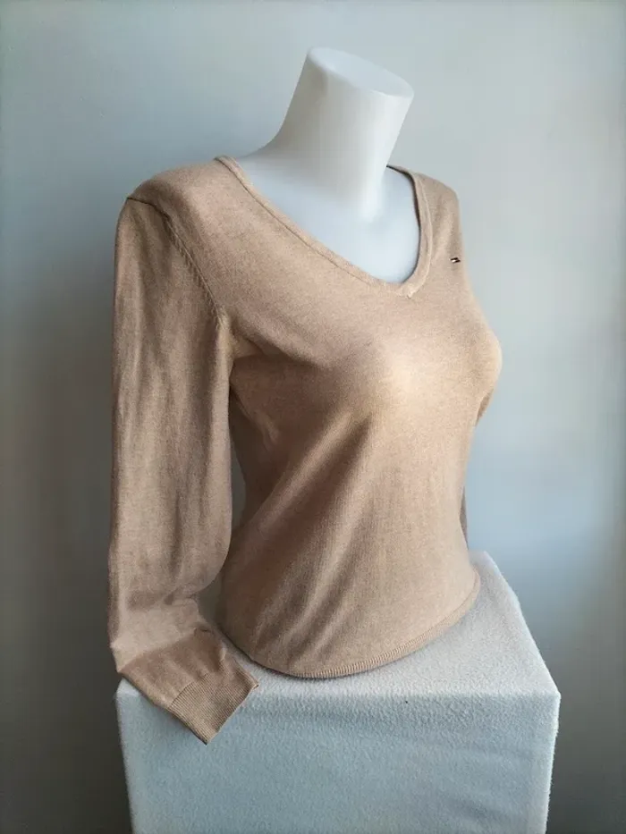 Pull Femmes Col V 100% Coton - Tommy Hilfiger - Taille M - photo numéro 3