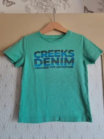 T-shirt garçon 6 ans creeks bleu vert 1 mini tâche de colle