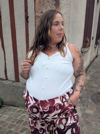 Top fluide Genève blanc col en V dentelle
TU curvy