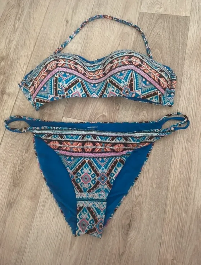 Calzedonia ensemble deux pièces maillot de bain bleu imprime femme bikini été Femme