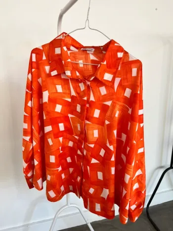 Ensemble chemise pantalon orange satiné Topolina