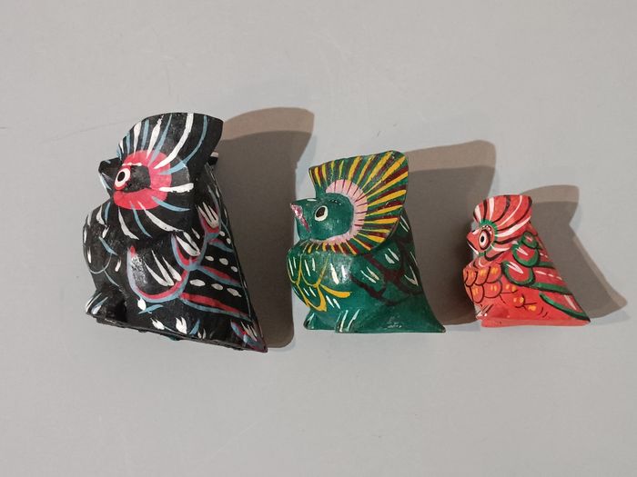 3 chouettes bois polychrome - photo numéro 10