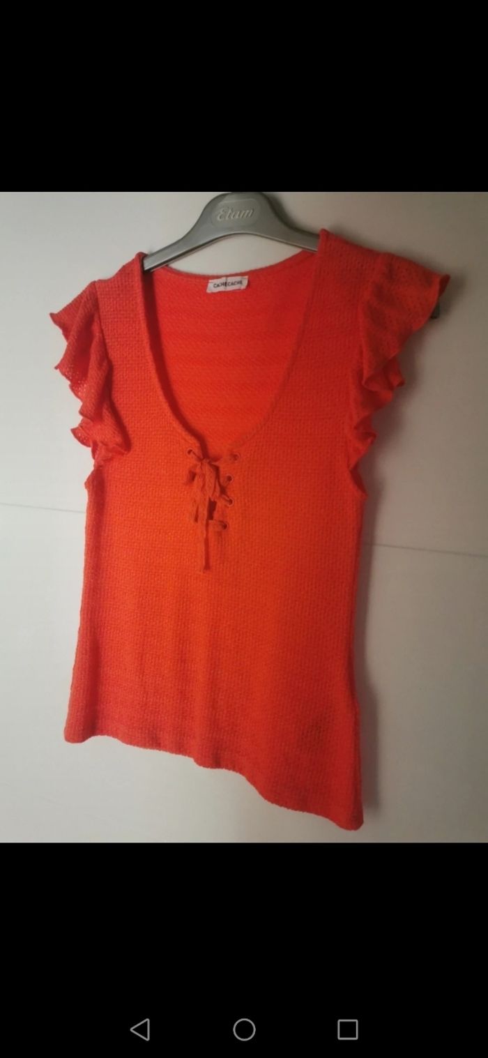 Tee shirt corail à volants Cache Cache