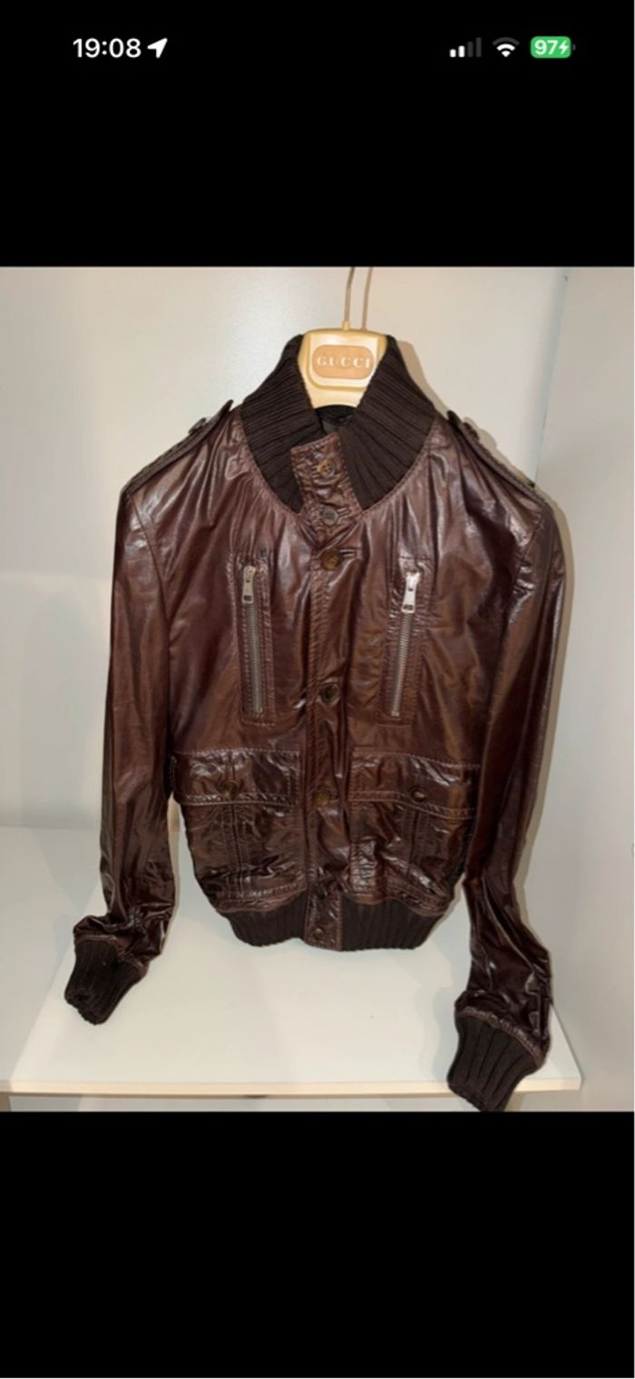 Gucci Leather Aviator Bomber Jacket – Made in Italy – Taille 48