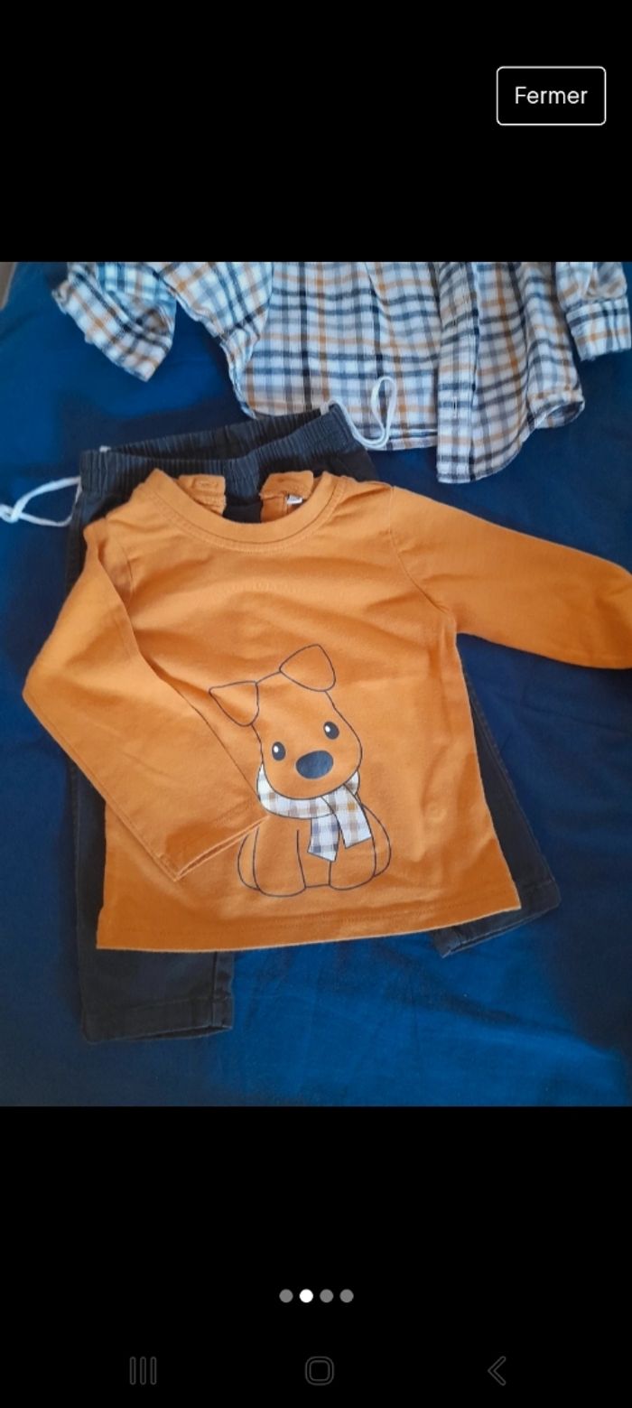 Ensemble chemise t-shirt ML et pantalon