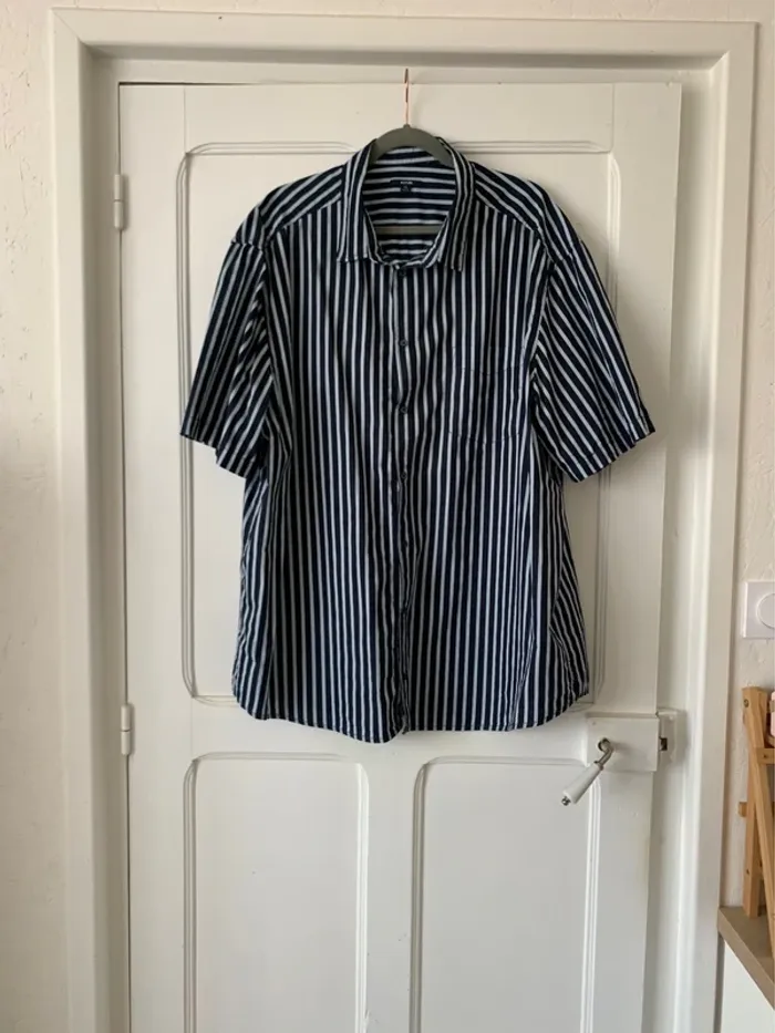Chemise manche courte à rayures bleu foncé/clair homme - Taille 4XL Kiabi