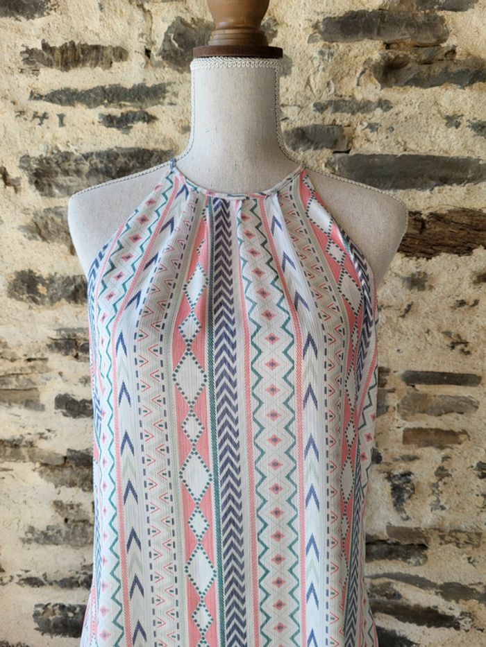 Robe sans manches à motifs rose écru bleu Lpb Taille M ou 38 - photo numéro 3