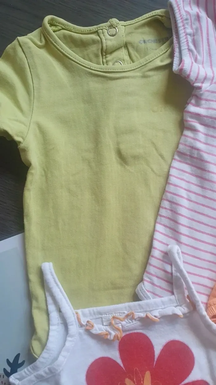 Lot 12 mois manche courte fille bodie Tee-shirt - photo numéro 2